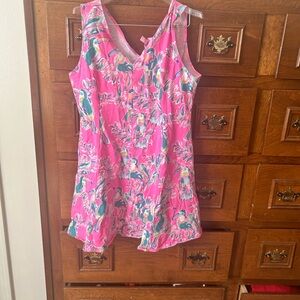 Lilly Pulitzer xl Vibrant Pink Tropical Print Dress